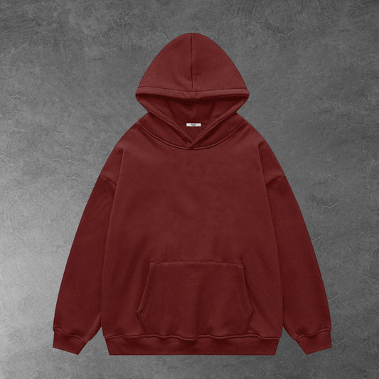Oversized plain hoodie - Maroon / Unisex