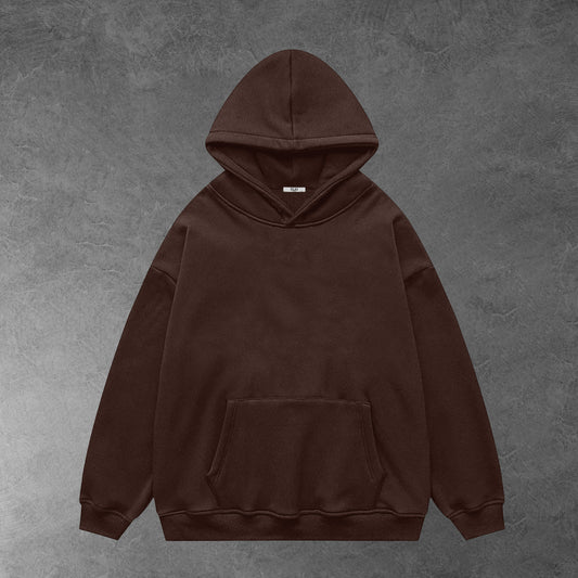 Oversized plain hoodie - Coffee / Unisex