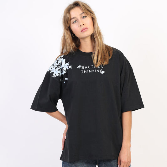 Beautiful thinking - Oversized black tee