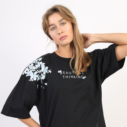 Beautiful thinking - Oversized black tee