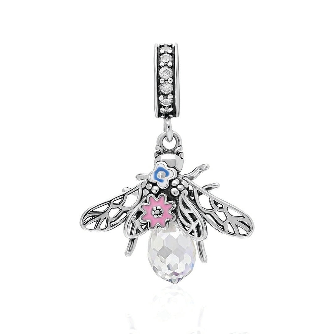 Flowerbee silver sterling charm