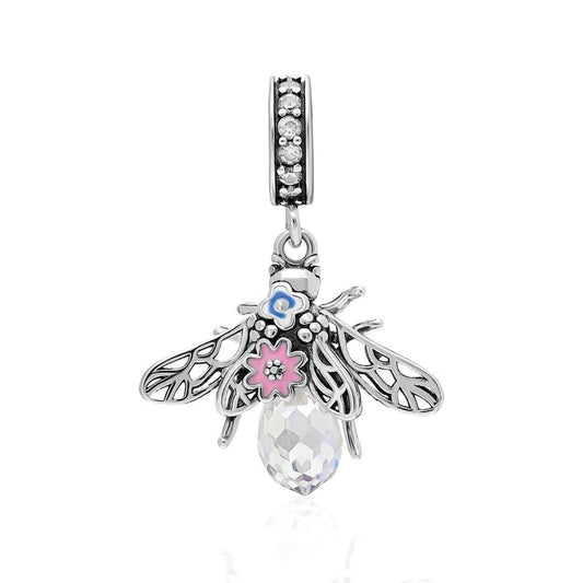 Flowerbee silver sterling charm